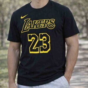 NWT Nike Lakers Lebron James 24 Black T-shirt Dri-Fit ACTUAL SIZE SLIM LARGE